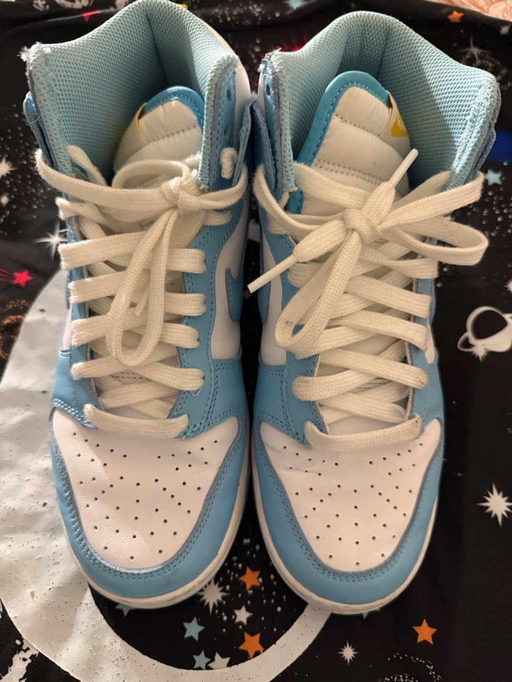 Nike Kids High-Top Sneakers - White and Light Blue